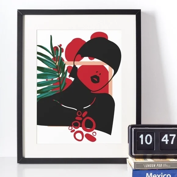 Modern Wall Art Print Tropical Girl Unframed - Picture 3 of 10